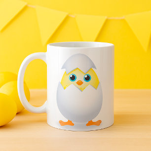 Taza De Café Pollito Amarillo Salido de la Cáscara de Huevo