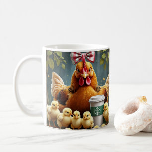 Taza De Café Pollito de Dibujos Animados Adorable, Floral Color