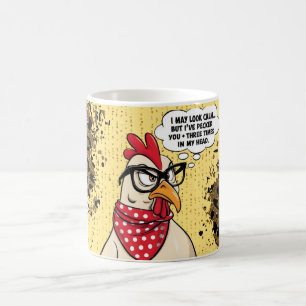 Taza De Café Pollito de Dibujos Animados Lindo, Floral Colorido