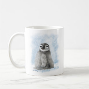 Taza De Café Pollito de pingüino lindo en la caricatura de la n