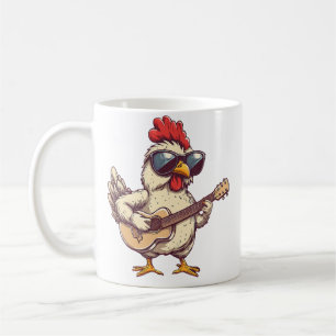 Taza De Café Pollito Lindo Tocando Guitarra Pollitos Músico Mús