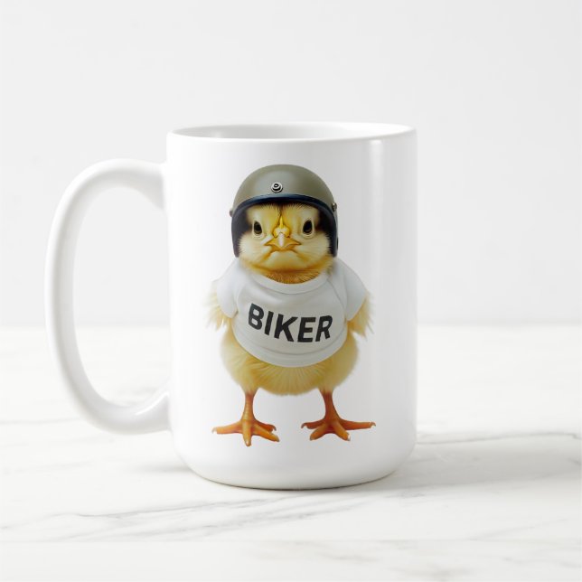 Taza De Café Pollitos de ciclismo unen mamáes graciosas de moto (Izquierda)