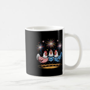 Taza De Café Pollo Bandera De Eeuu Patriótico Gracioso Pollo 4