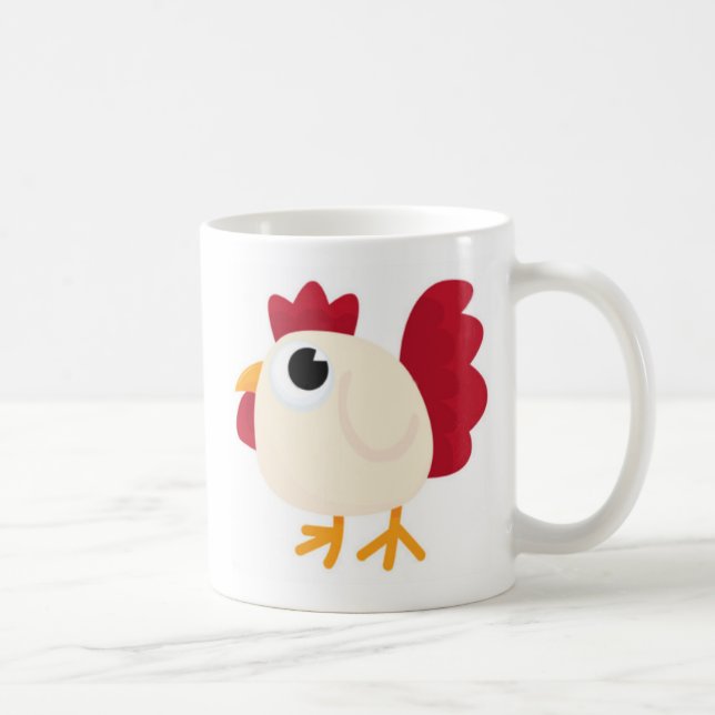 Taza De Café Pollo blanco divertido (Derecha)