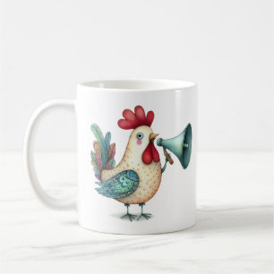 Taza De Café Pollo caprichoso o Ilustracion gallo arte folclóri