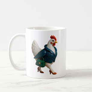 Taza De Café Pollo con Estilo en Chaqueta y Tacones