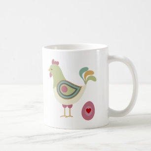 Taza De Café Pollo Cutáneo Y Huevo
