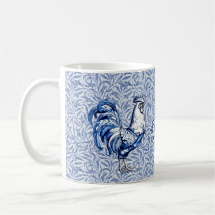 Taza De Café Pollo De Gallo Azul Y Blanco Delft