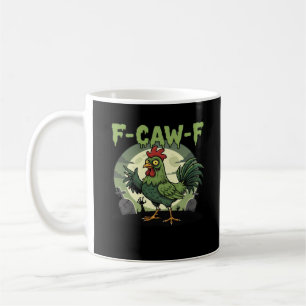 Taza De Café Pollo divertido F Caw F Halloween vintage clásico