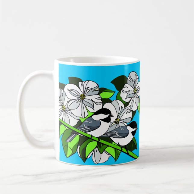 Taza De Café Pollo entre flores de madera de madera (Izquierda)