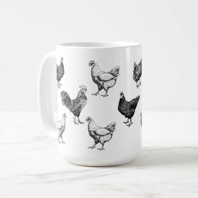 Taza De Café pollo, gallo y gallina (Anverso izquierdo)