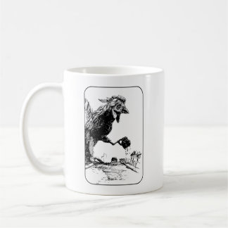 Taza De Café Pollo gigante caminando por la ciudad