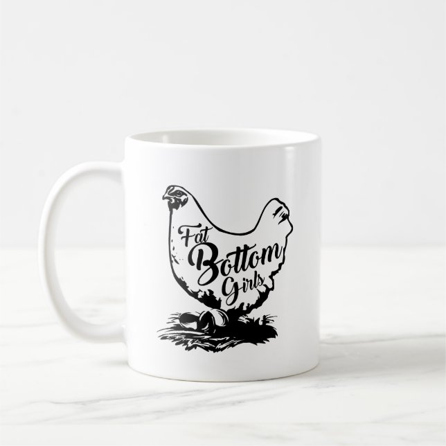 Taza De Café Pollo Hen Grasa Café de huevo inferior Mug (Izquierda)