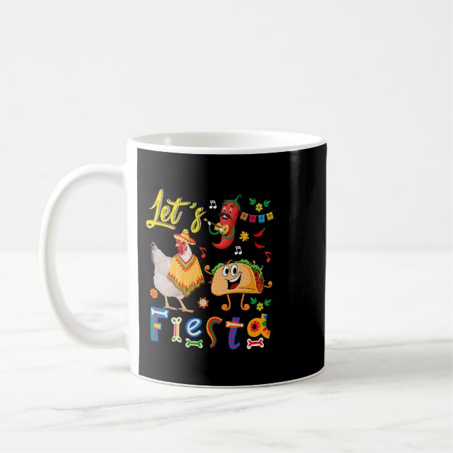 Taza De Café pollo mexicano fiesta con sombrero taco chili sin (Izquierda)