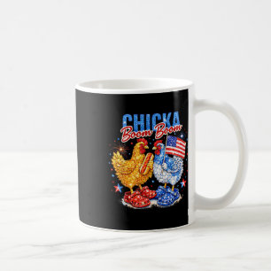 Taza De Café Pollo Patriótico Chicka Boom Boom Rojo Blanco Azul