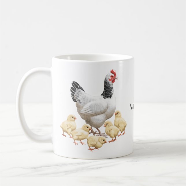 Taza De Café Pollo Sussex Mama Hen y Chicas (Izquierda)