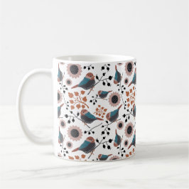 Taza De Café Pollos Berries Flores Rosa Azul Arroz