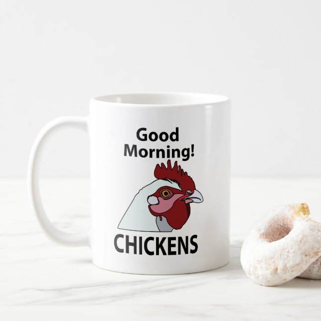 Taza De Café Pollos buenos días pollo gracioso (Con donut)