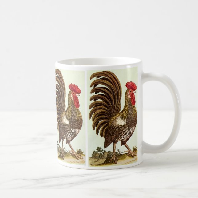 Taza De Café Pollos de animales de granja, gallo de oro (Derecha)