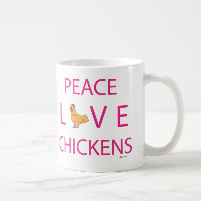 Taza De Café Pollos del amor de la paz (Derecha)