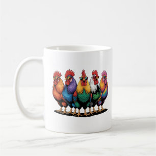 Taza De Café Pollos divertidos con gafas, pollos graciosos