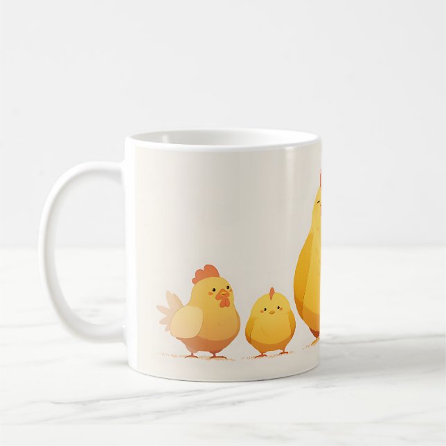 Taza De Café Pollos (gallos, gallinas y pollitos) (Izquierda)