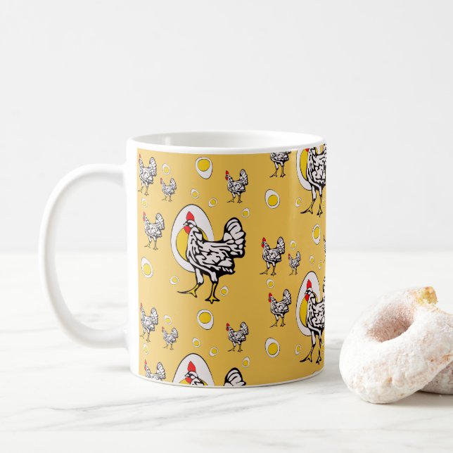 Taza De Café Pollos retro (Con donut)
