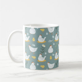 Taza De Café Pollos Soñando en el Gallinero en Turquesa 