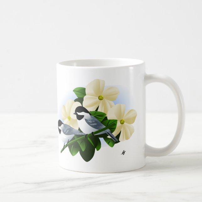 Taza De Café Pollos y flores de dogwood (Derecha)