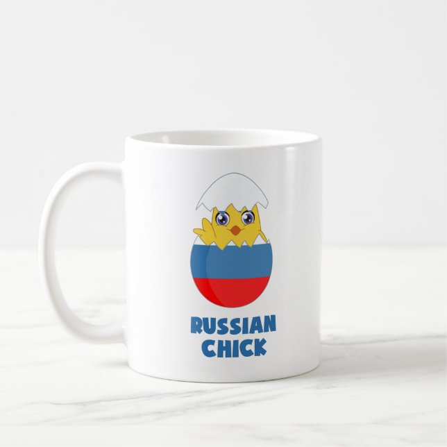 Taza De Café Polluelo ruso, chica de Rusia (Izquierda)