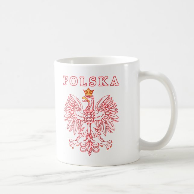 Taza De Café Polska Con Águila Polaca Roja (Derecha)