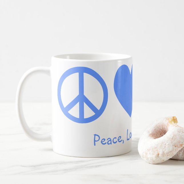 Taza De Café Polvo azul paz, amor y bicicletas (Con donut)