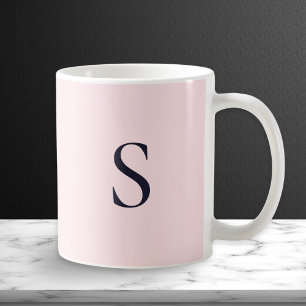 Taza De Café Polvo Pink Simple Moderno Bonito Monogramado