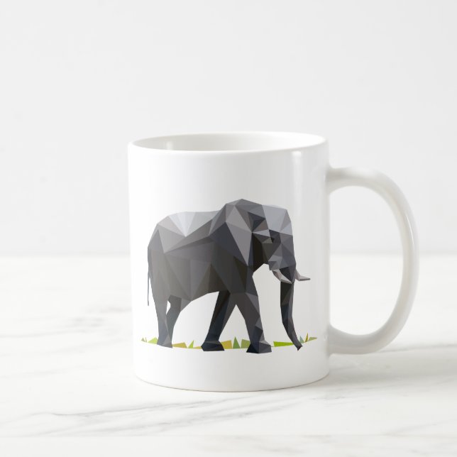 Taza De Café polygon art triangle elephant graphic (Derecha)