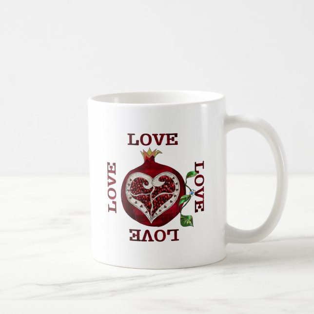 Taza De Café Pomegranate Heart LOVE Valentine (Derecha)