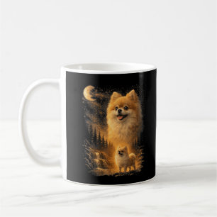 Taza De Café Pomerania Aullando a la Luna – Perro Divertido Vin