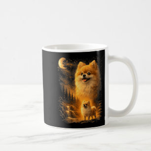 Taza De Café Pomerania aullando a la luna vintage 90s divertido