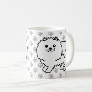 Taza De Café Pomerania Blanca Perro De Dibujos Animados Lindo &