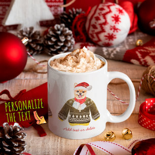 Taza De Café Pomerania con suéter feo amante de perros en Navid