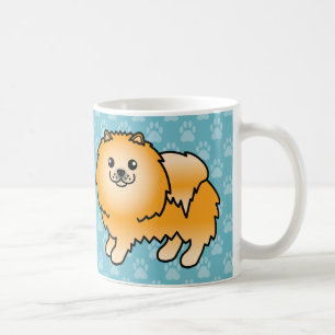 Taza De Café Pomerania de abrigo naranja sobre azul