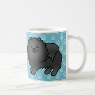Taza De Café Pomerania de abrigo negro sobre azul