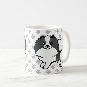 Taza De Café Pomerania de dibujos animados negro parti-color & 