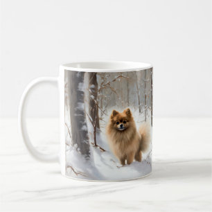 Taza De Café Pomerania Deja que nieve Navidad