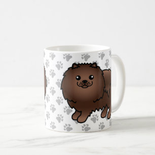 Taza De Café Pomerania marrón Perro de dibujos animados lindo &