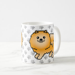 Taza De Café Pomerania naranja Perro de dibujos animados lindo 