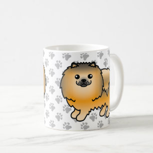 Taza De Café Pomerania Sable Naranja Perro De Dibujos Animados
