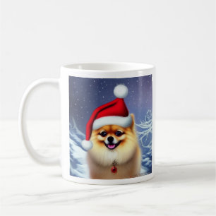 Taza De Café Pomeranian, Santa, Navidades Coffee Mug
