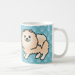 Taza De Café Pomeranias adorables de capa crema sobre azul