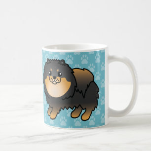 Taza De Café Pomeranias de abrigo negro y marrón sobre azul
