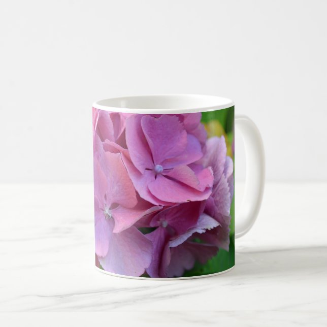 Taza De Café Pompom Rosa Hidrangea Hortensia Flor (Anverso derecho)